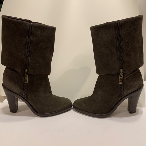 Michael Kors Suede Fold Over Brown Women Boots Size 10 - Picture 3 of 10